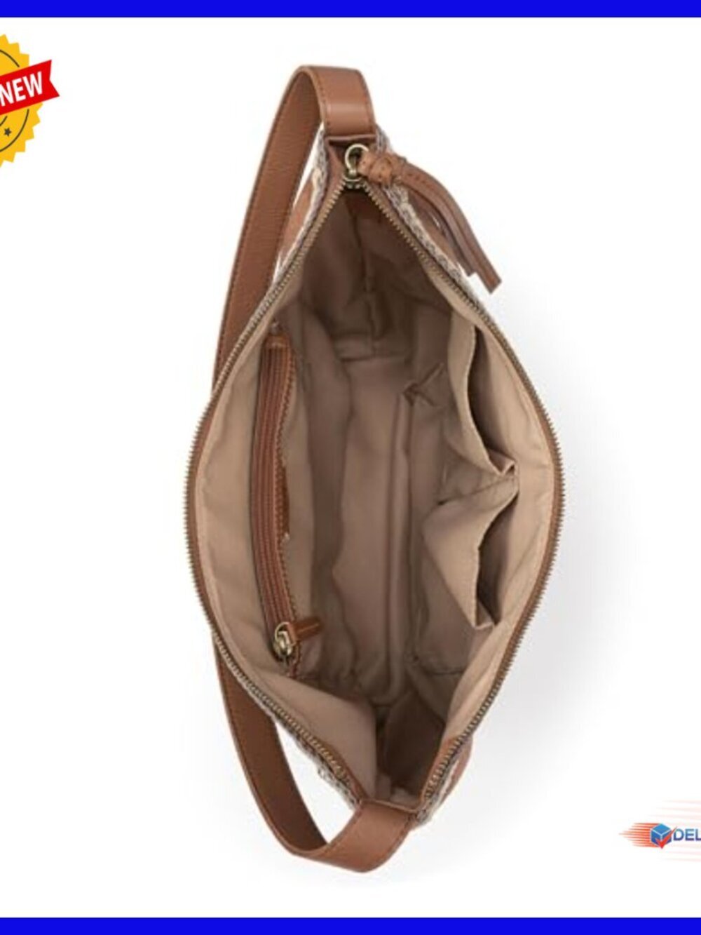 Large Leather Hobo Handbag with Zipper Pockets for Everyday Travel - Picture 5 of 6